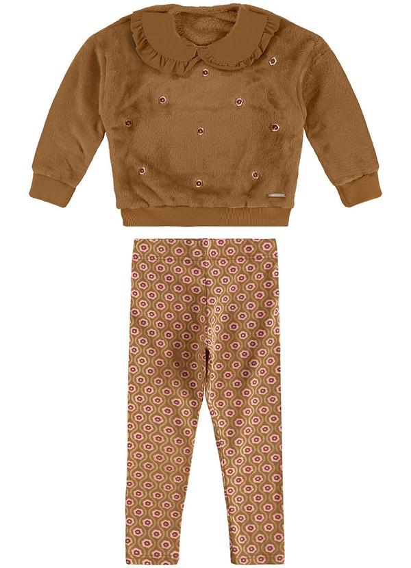 Carinhoso - Conjunto Pelúcia Floral Menina Marrom