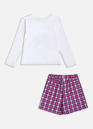 Momi - Conjunto Pied Poule Hello Kitty com Strass Rosa - MOMI
