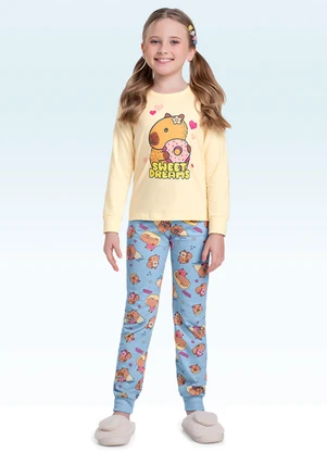 Fakini Kids - Conjunto Pijama Blusa e Calça Amarelo - FAKINI KIDS