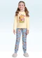 Fakini Kids - Conjunto Pijama Blusa Manga Longa e Calça Rosa - variação: Amarelo