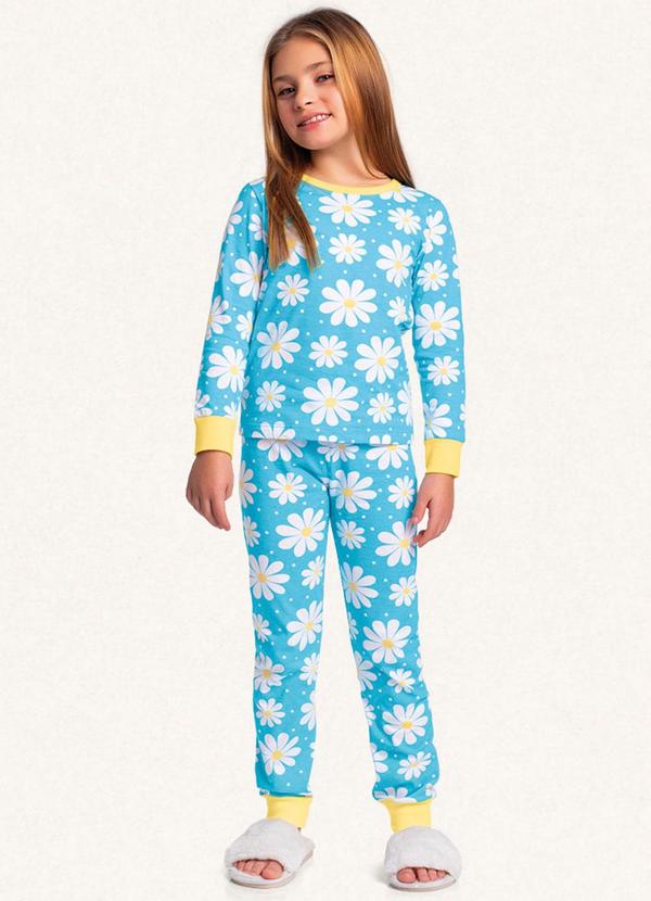 Fakini Kids - Conjunto Pijama Blusa Manga Longa e Calça Azul