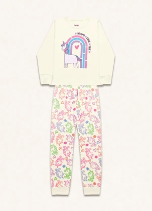 Fakini Kids - Conjunto Pijama Blusa Manga Longa e Calça Bege - FAKINI KIDS