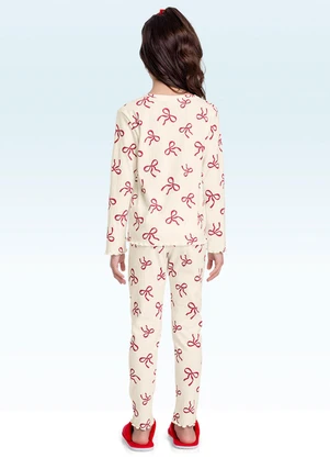 Fakini Kids - Conjunto Pijama Blusa Manga Longa e Calça Bege - FAKINI KIDS
