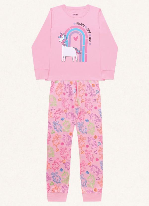 Fakini Kids - Conjunto Pijama Blusa Manga Longa e Calça Rosa 5