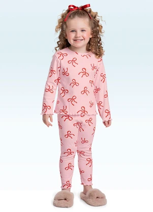 Fakini Kids - Conjunto Pijama Blusa Manga Longa e Calça Rosa - FAKINI KIDS