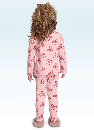 Fakini Kids - Conjunto Pijama Blusa Manga Longa e Calça Rosa - FAKINI KIDS