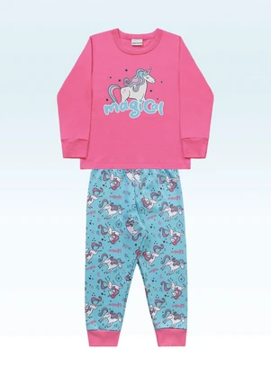 Fakini Kids - Conjunto Pijama Blusa Manga Longa e Calça Rosa - FAKINI KIDS