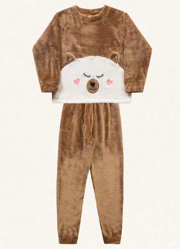 Fakini Kids - Conjunto Pijama Blusão e Calça Marrom 5