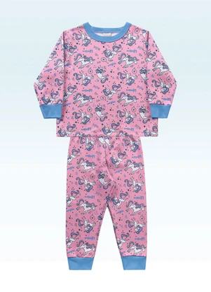 Fakini Kids - Conjunto Pijama Blusão e Calça Rosa - FAKINI KIDS