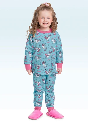 Fakini Kids - Conjunto Pijama Blusão e Calça Verde - FAKINI KIDS