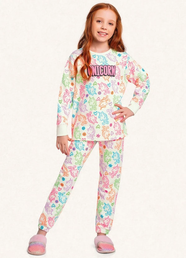 Fakini Kids - Conjunto Pijama Manga Longa e Calça Estampado