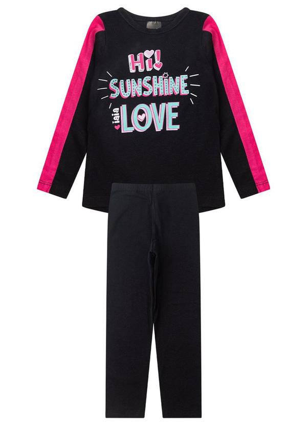Rosa Azul - Conjunto Pijama Meia Estação Sunshine Iaia Preto