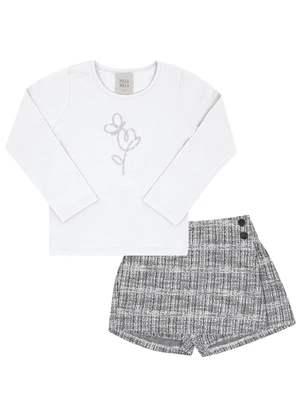 Pulla Bulla - Conjunto Primeiros Passos Cotton Leve Branco - PULLA BULLA
