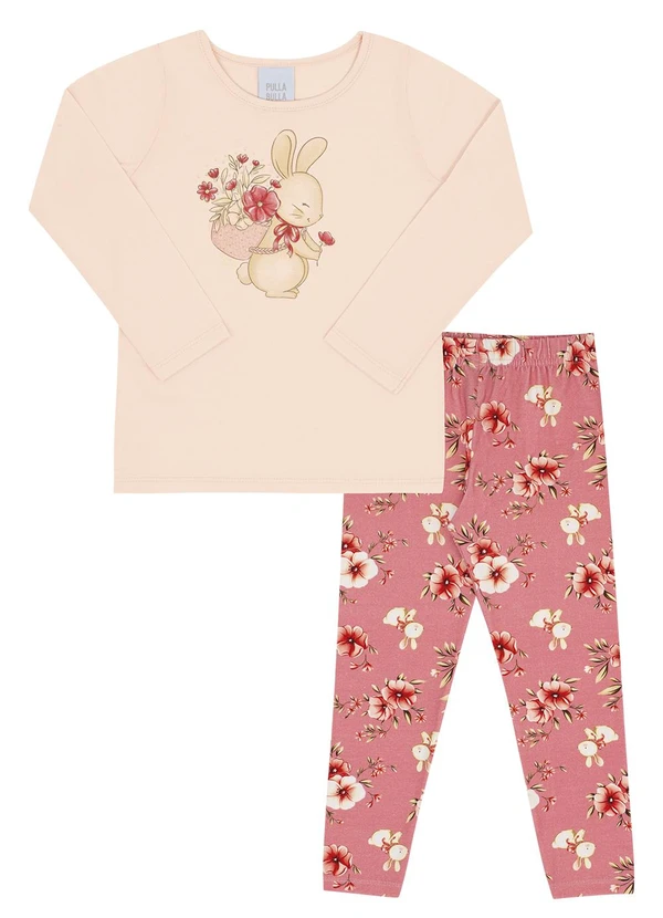 Pulla Bulla - Conjunto Primeiros Passos Menina Meia Malha Rosa 2