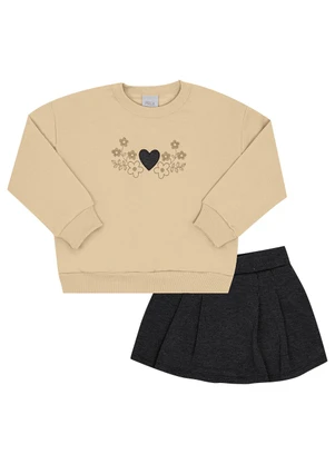 Pulla Bulla - Conjunto Primeiros Passos Menina Moletom  Bege  - PULLA BULLA