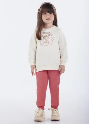 Pulla Bulla - Conjunto Primeiros Passos Menina Moletom  Bege  - PULLA BULLA