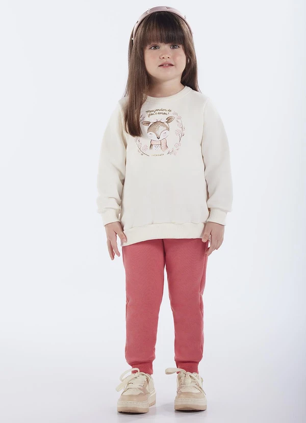 Pulla Bulla - Conjunto Primeiros Passos Menina Moletom Bege