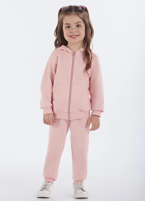 Pulla Bulla - Conjunto Primeiros Passos Menina Moletom Rosa