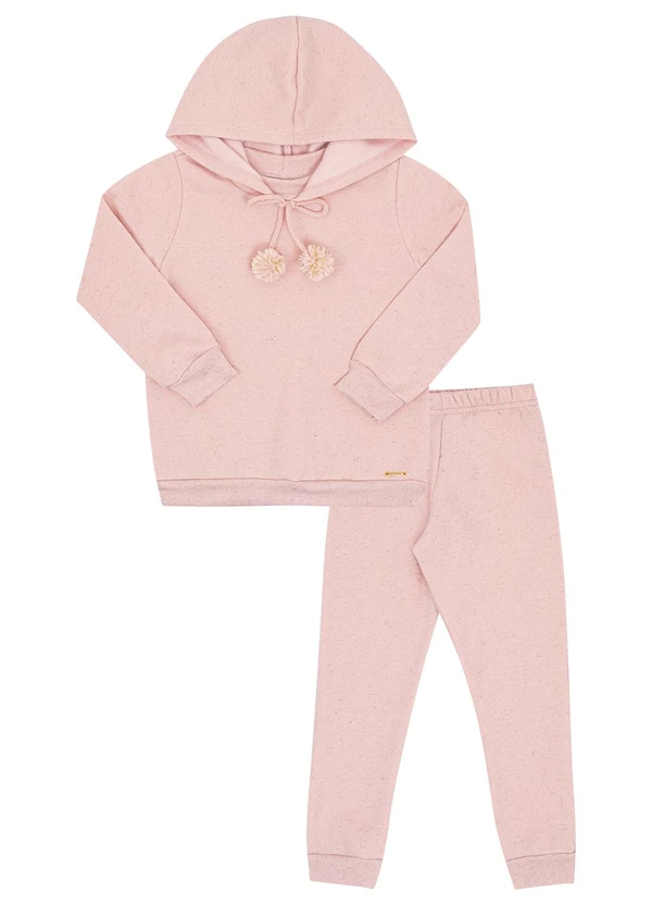 Pulla Bulla - Conjunto Primeiros Passos Moletom Linho Rosa