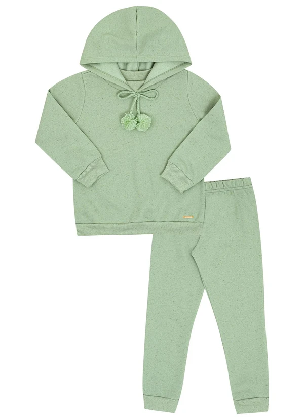 Pulla Bulla - Conjunto Primeiros Passos Moletom Linho Verde