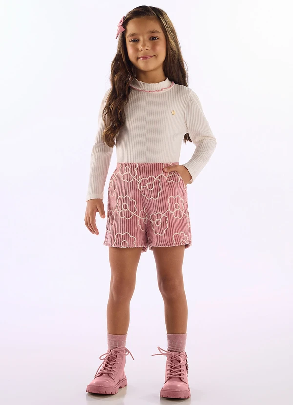 Up Baby - Conjunto Short Blusa M. Longa Branco
