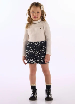 Up Baby - Conjunto Short Blusa M. Longa Branco - UP BABY