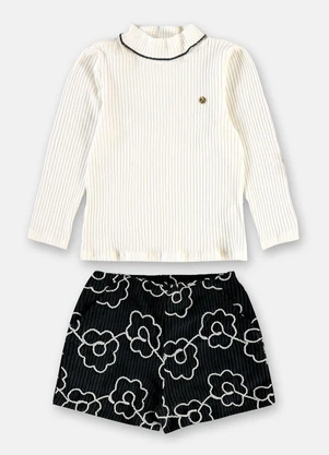 Up Baby - Conjunto Short Blusa M. Longa Branco - UP BABY