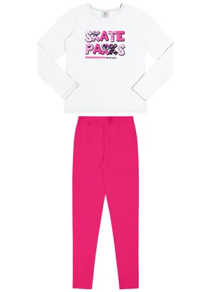 Outlet - Conjunto Skate Menina Branco - OUTLET