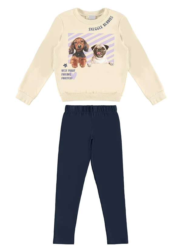Malwee Kids - Conjunto Snuggle Buddies em Moletom Bege