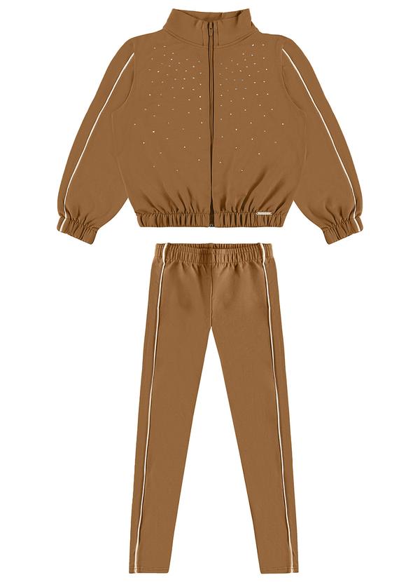 Carinhoso - Conjunto Strass em Moletom Marrom