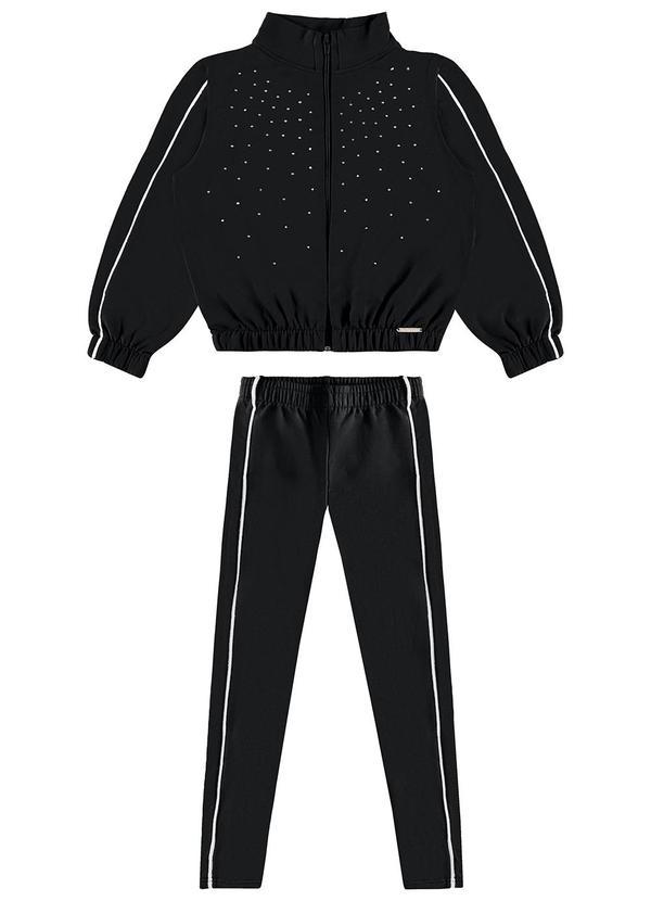 Carinhoso - Conjunto Strass em Moletom Preto 2