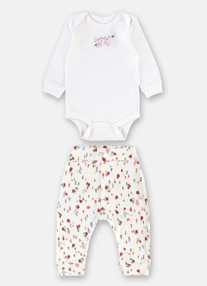 Up Baby - Conjunto Suedine Body Calça Branco - UP BABY