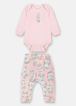 Up Baby - Conjunto Suedine Body Calça Rosa - UP BABY