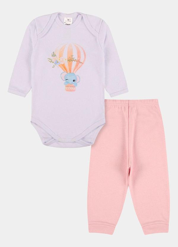 Stolf Baby Kids - Conjunto Suedine Longo Elefante Balao Branco