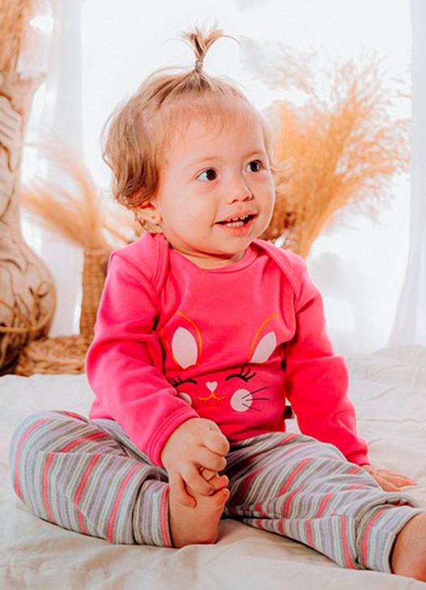 Stolf Baby Kids - Conjunto Suedine Longo Estampado Coelha Pin Rosa 2