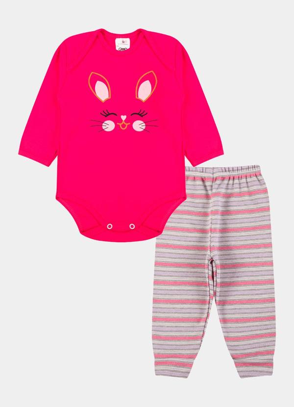 Stolf Baby Kids - Conjunto Suedine Longo Estampado Coelha Pin Rosa 3