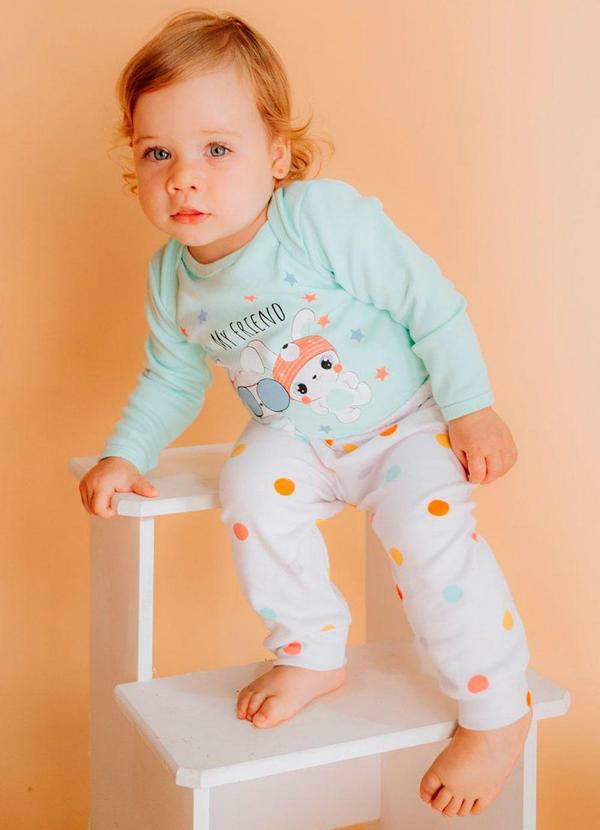 Stolf Baby Kids - Conjunto Suedine Longo Estampado Friend Ve Verde