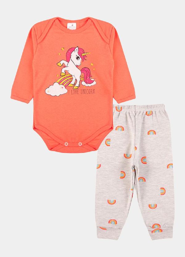 Stolf Baby Kids - Conjunto Suedine Longo Estampado Love U Vermelho