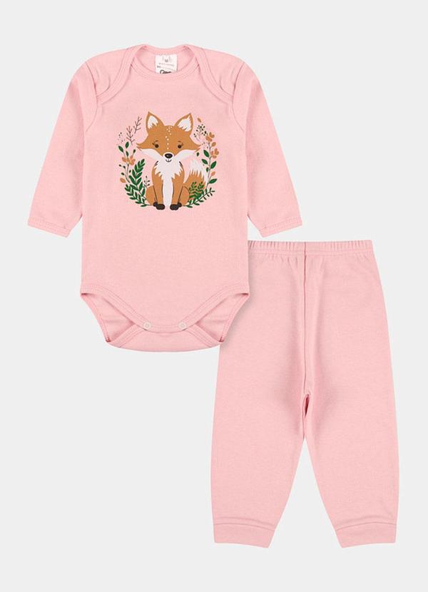 Stolf Baby Kids - Conjunto Suedine Longo Raposa Rosa