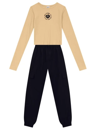 Brandili - Conjunto Teen Menina em Microfibra Bege - BRANDILI