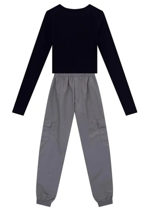 Brandili - Conjunto Teen Menina em Microfibra Preto - BRANDILI