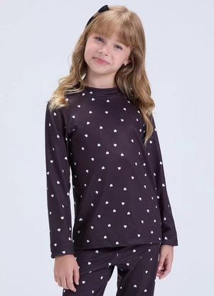 Vida Costeira - Conjunto Térmico Feminino Coraçãozinhos Preto - VIDA COSTEIRA