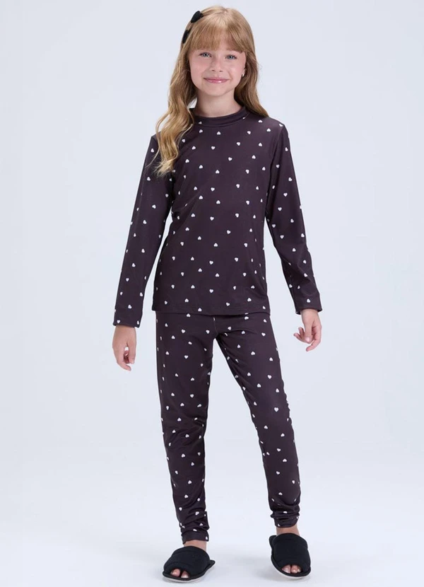 Vida Costeira - Conjunto Térmico Feminino Coraçãozinhos Preto 1