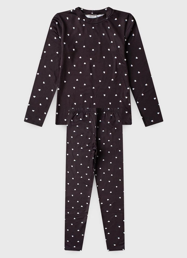 Vida Costeira - Conjunto Térmico Feminino Coraçãozinhos Preto 4