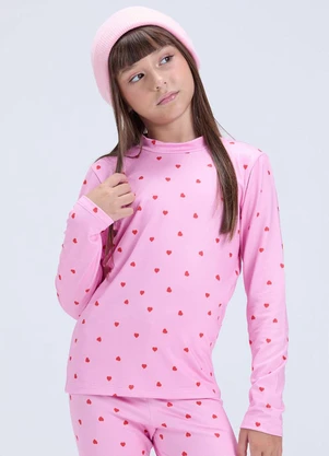 Vida Costeira - Conjunto Térmico Feminino Coraçãozinhos Rosa - VIDA COSTEIRA