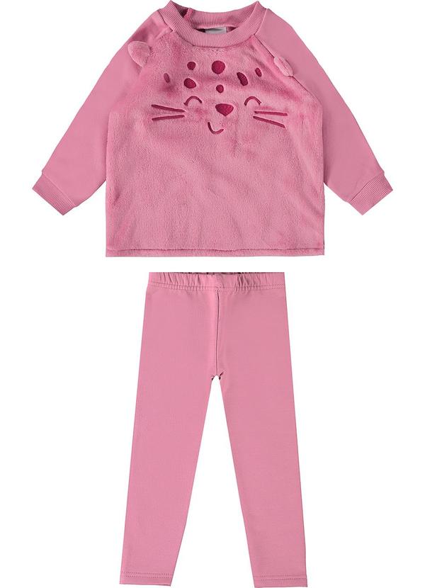 Malwee Kids - Conjunto Tigrinho em Pelúcia Menina Rosa