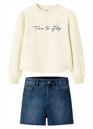 Carinhoso - Conjunto Time To Fly Strass Off White - CARINHOSO