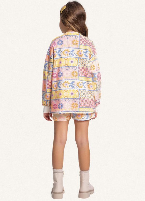 Fakini Kids - Conjunto Top/Short/Casaco Aberto Estampado 2