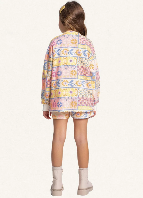 Fakini Kids - Conjunto Top/Short/Casaco Aberto Estampado 2