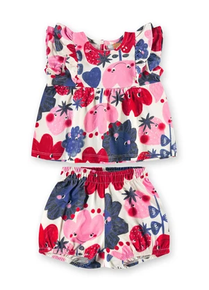 Três e Já - Conjunto Tulipa Blusa Shorts Branco - TRÊS E JÁ